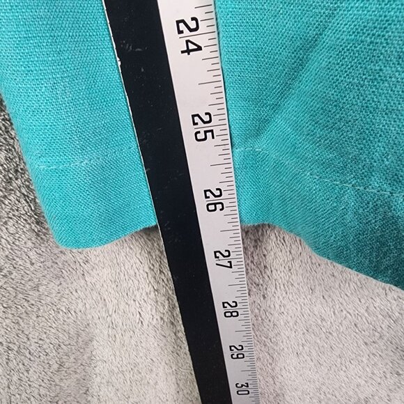 Womens JM Collection Pants Turquoise Straight Leg 100% Linen Hi Rise Size 14 - Picture 8 of 11